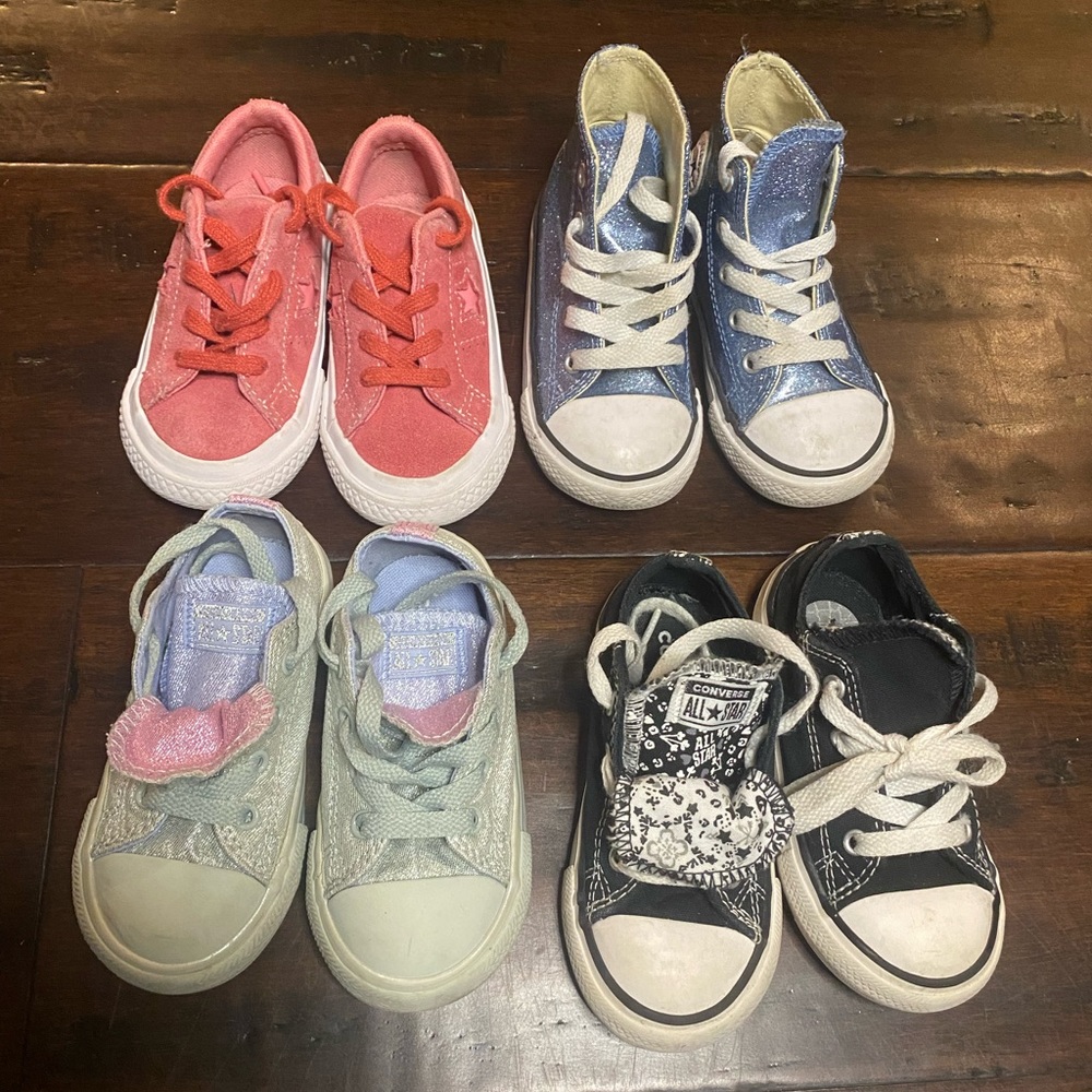 Converse, all-star little girl, toddler size 7 sneaker shoe bundle deal